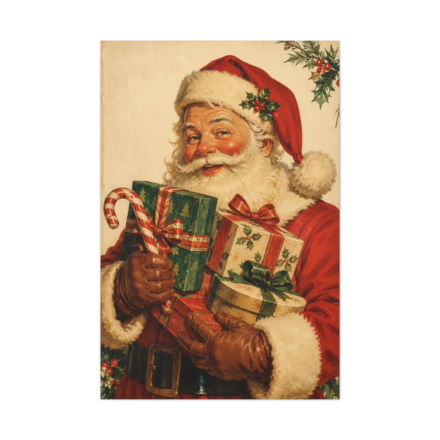 Vintage Americana Santa with Presents Wall Art & Canvas Print