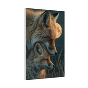 Mother and Cub Moonlit Fox Portrait Wall Art & Canvas Print
