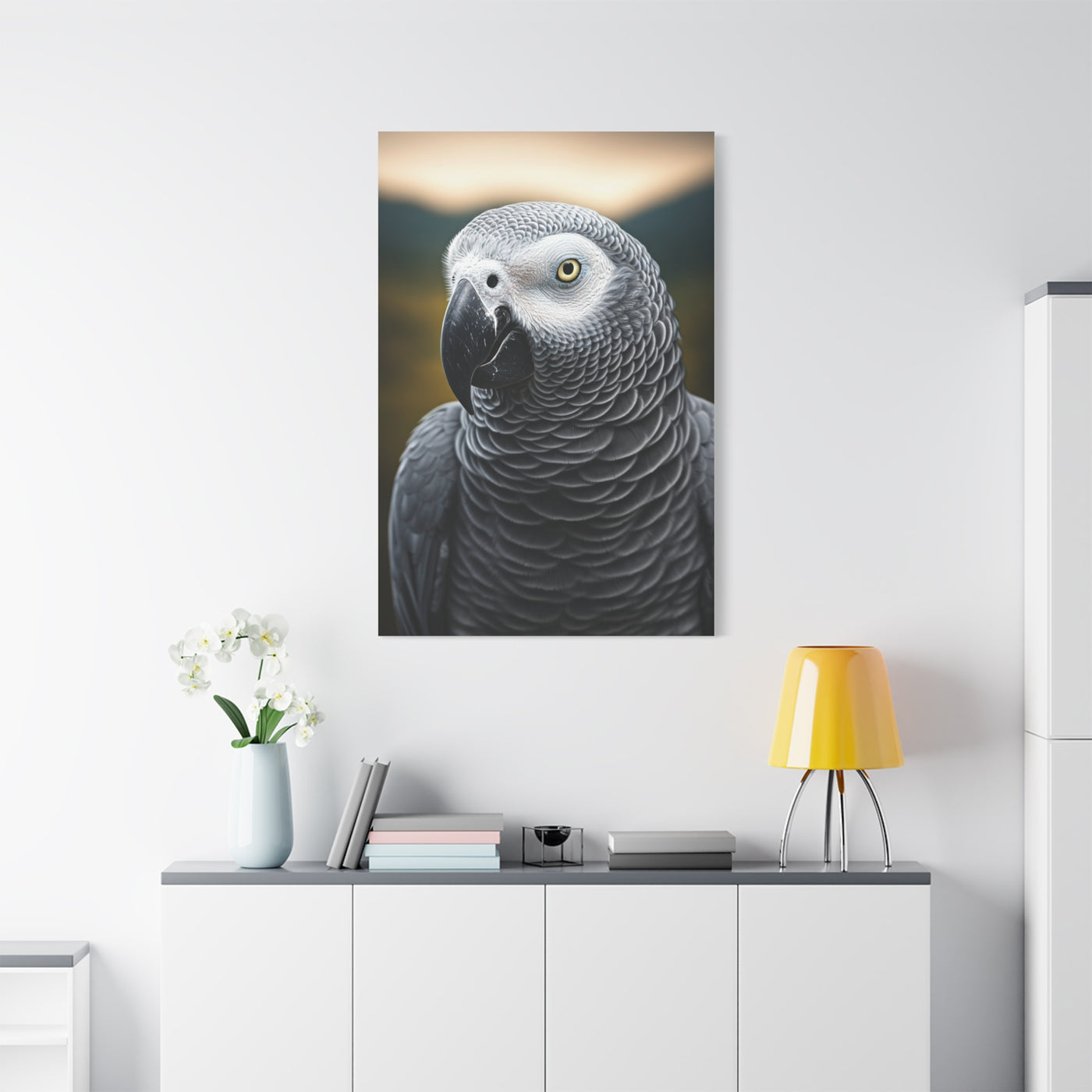 Sophisticated African Grey Parrot Portrait Wall Art & Canvas Prints