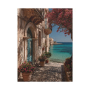 Sicilian Coastal Balcony Scene Wall Art & Canvas Print
