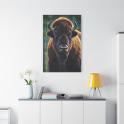Vibrant Prairie Bison with Natural Green Backdrop Wall Art & Canvas Print