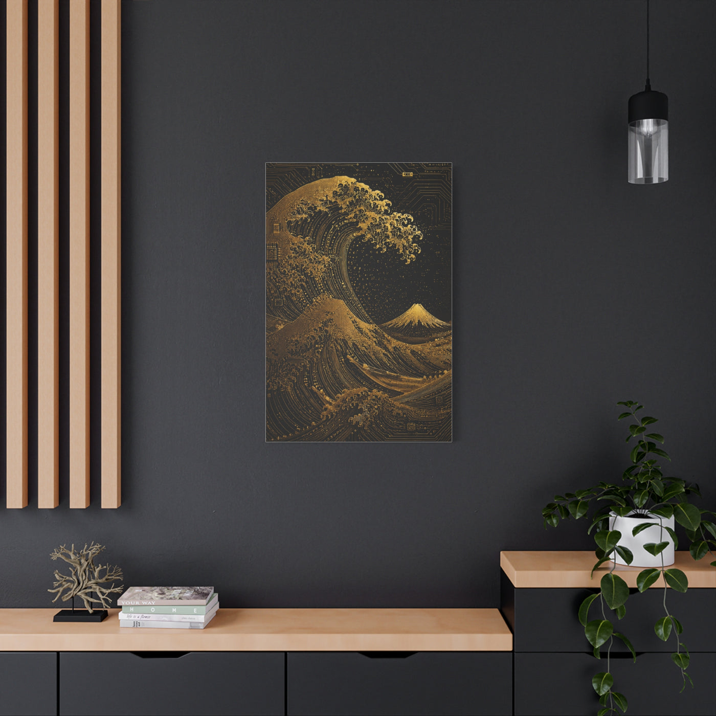 Neo-Tech Golden Wave Fusion Wall Art & Canvas Print