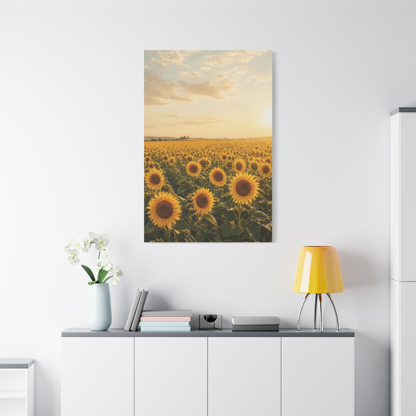 Golden Sunflower Field Horizon Landscape Wall Art & Canvas Print