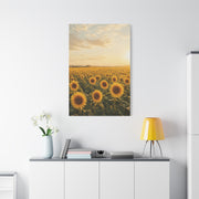 Golden Sunflower Field Horizon Landscape Wall Art & Canvas Print