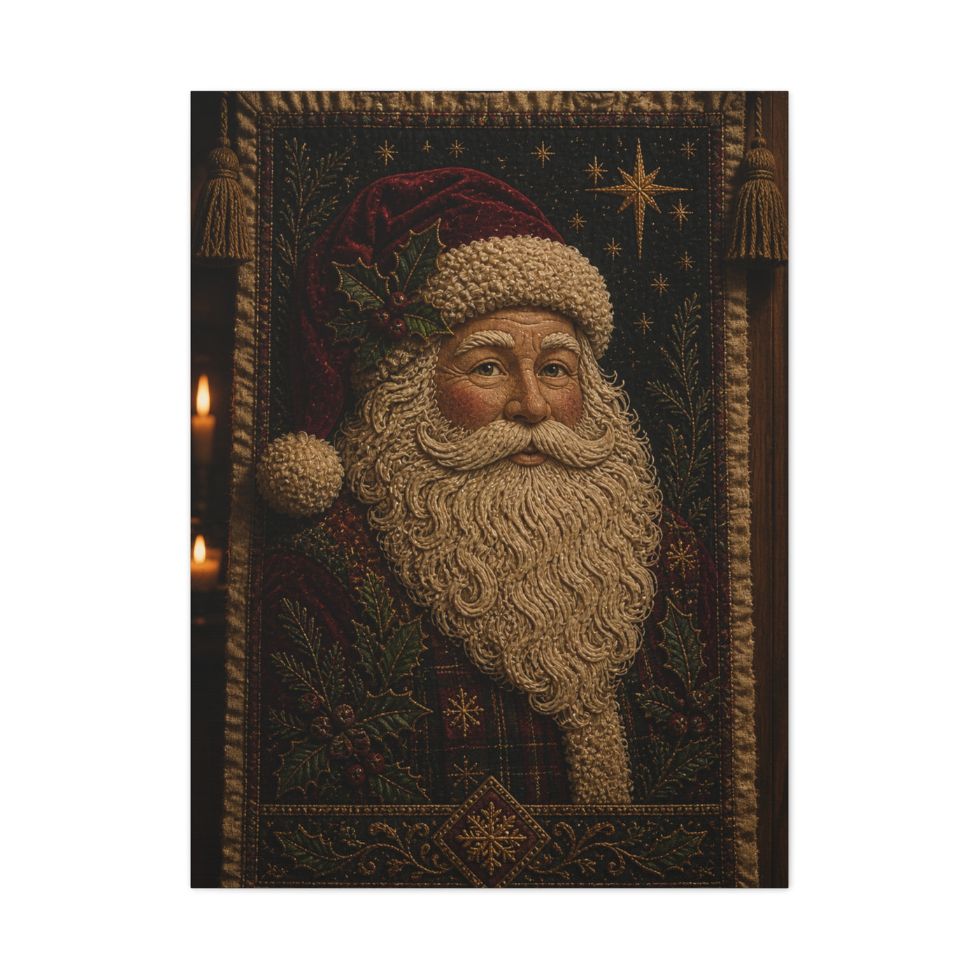 Handcrafted Textile Santa Tapestry Wall Art & Canvas Print