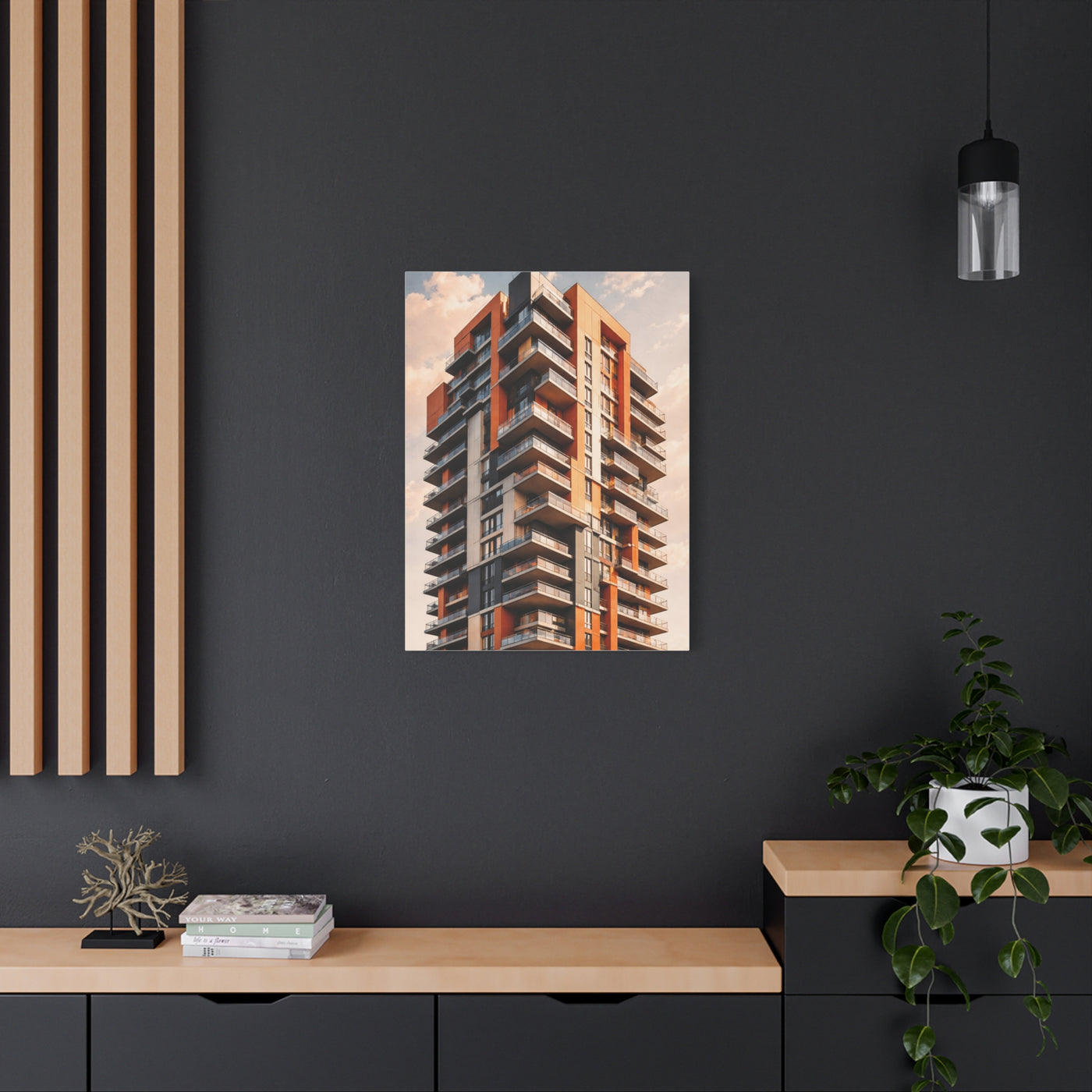 Modern Orange Architectural Tower Wall Art & Canvas Print