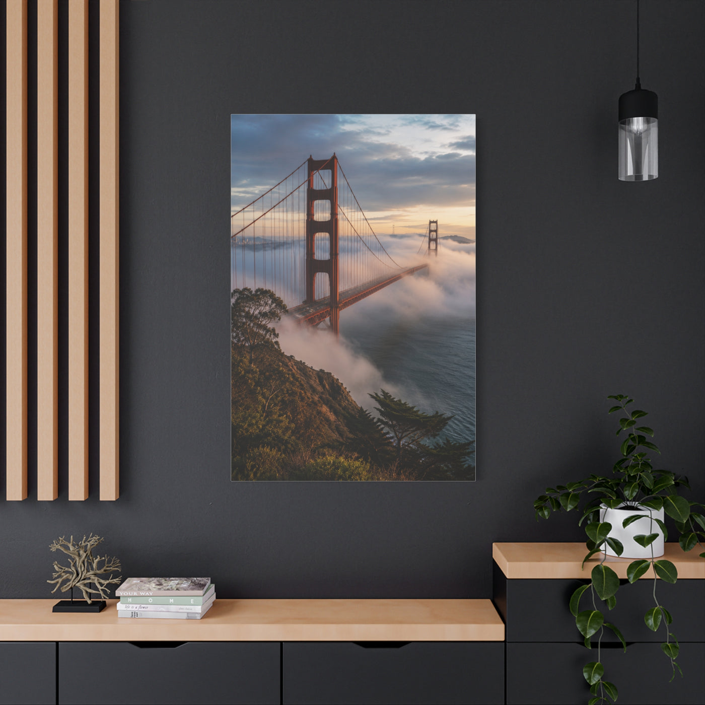 Golden Gate Bridge Through Morning Fog Wall Art & Canvas Print