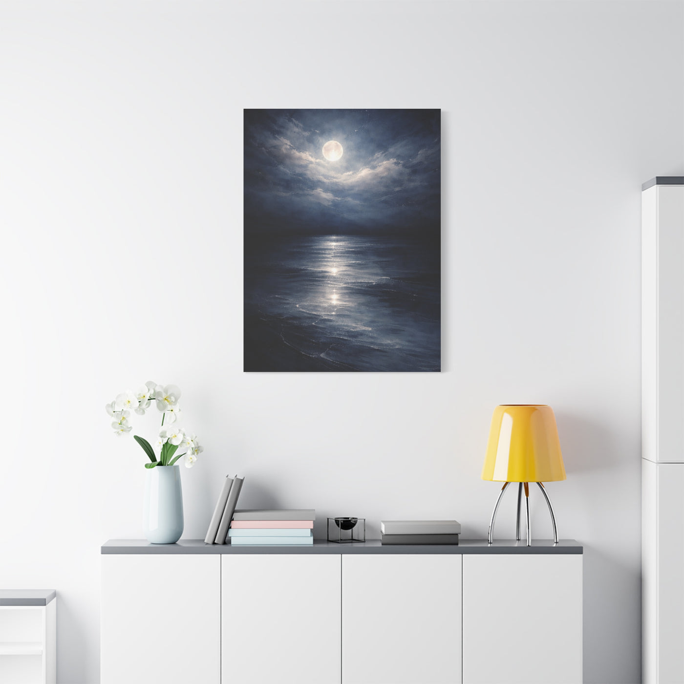 Moonlit Ocean Horizon Wall Art & Canvas Print