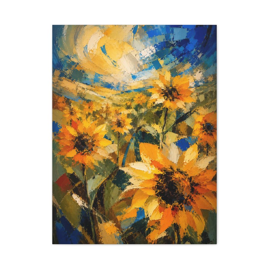 Abstract Expressionist Sunflower Field Wall Art & Canvas Print