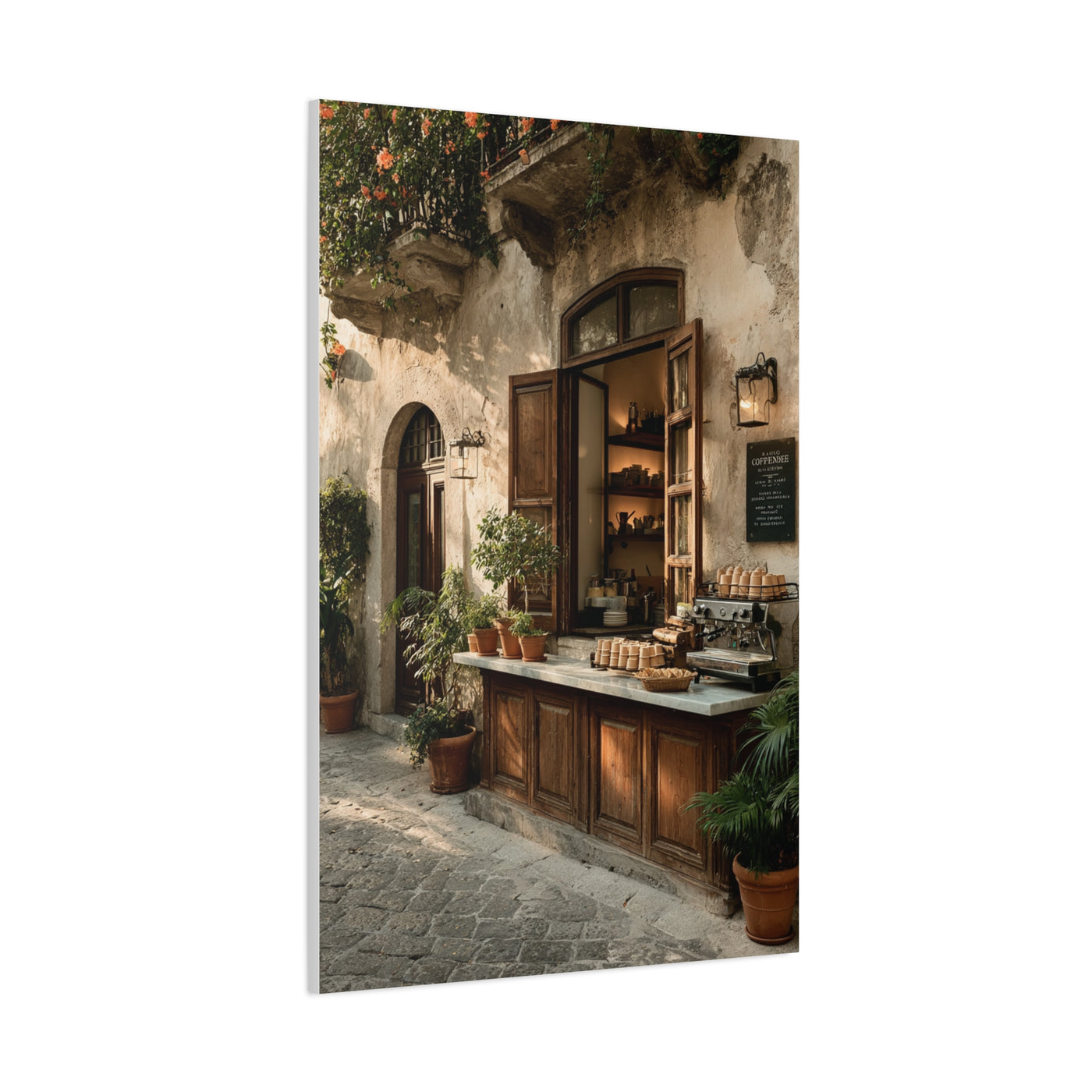 Rustic Italian Café Courtyard Wall Art & Canvas Print