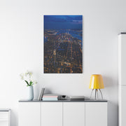 Aerial Manhattan Night Grid Wall Art & Canvas Print