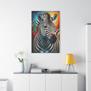 Vibrant Stripes Zebra Portrait Wall Art & Canvas Print