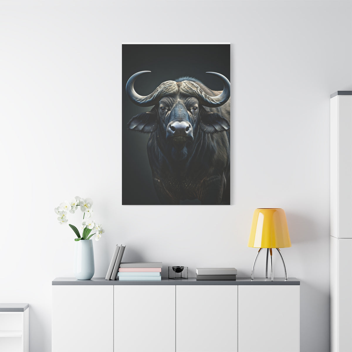 Ultra-Dark Matte Cape Buffalo Portrait Wall Art & Canvas Print
