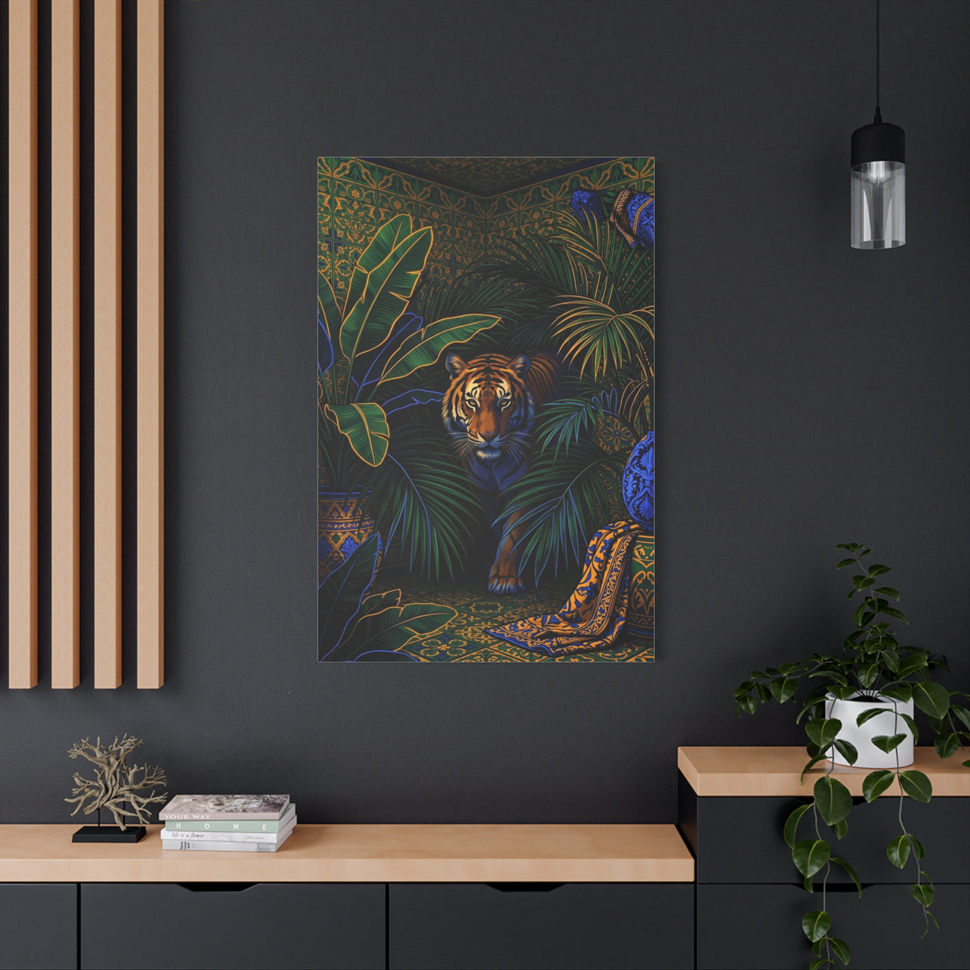 Exotic Tiger Jungle Interior Tropical Wall Art & Canvas Print