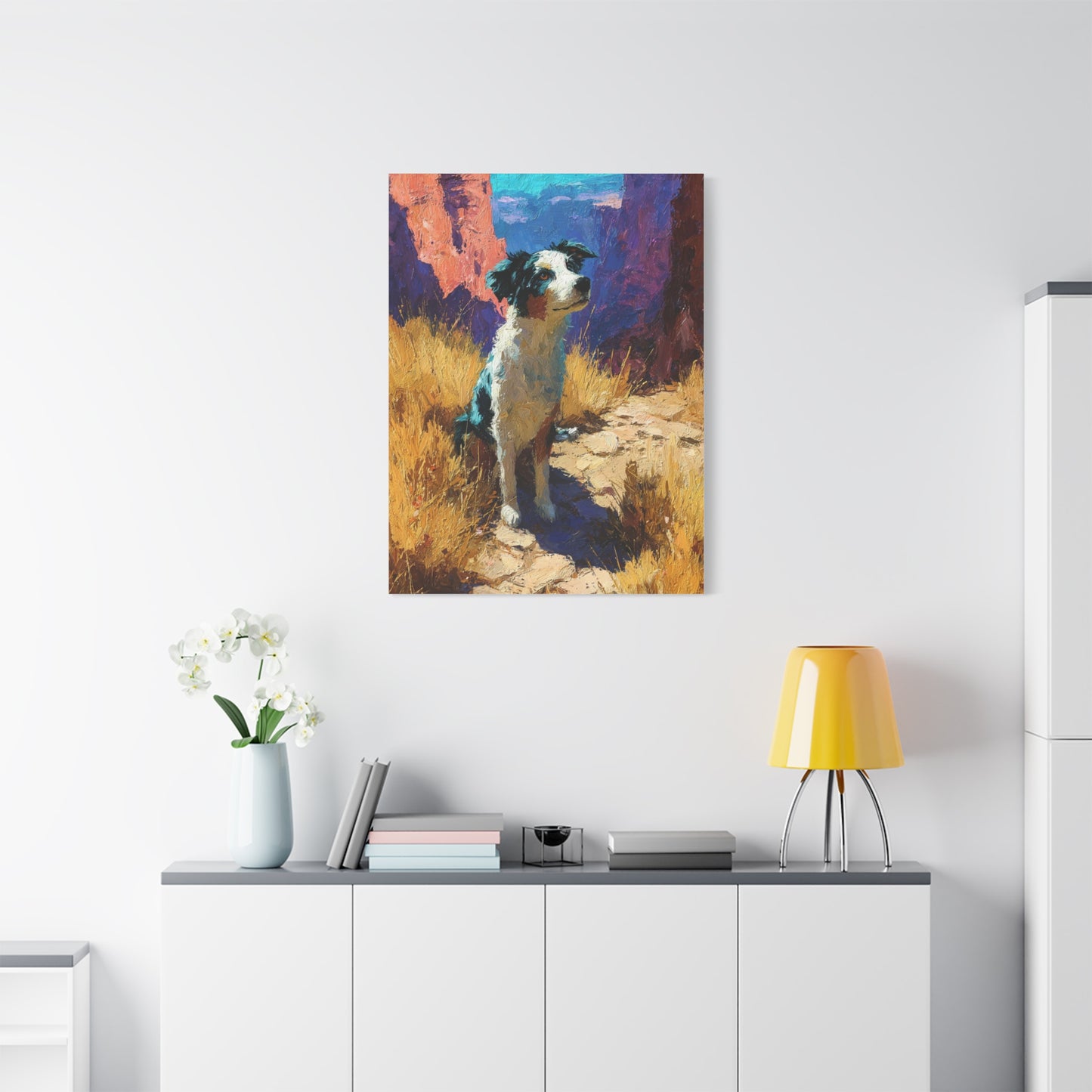 Australian Shepherd Desert Canyon Wall Art & Canvas Print