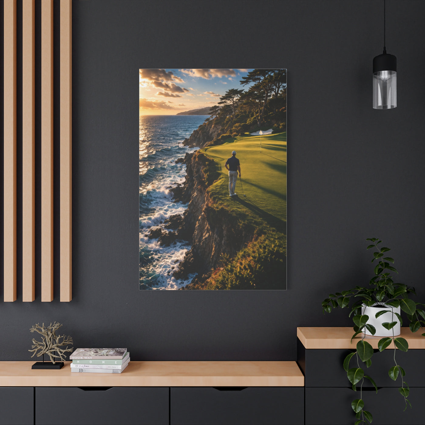 Cliffside Ocean Golf Green Wall Art & Canvas Print