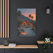 Desert Modern House at Sunset Wall Art & Canvas Print