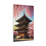Traditional Japanese Pagoda With Cherry Blossoms Wall Art & Canvas Prints