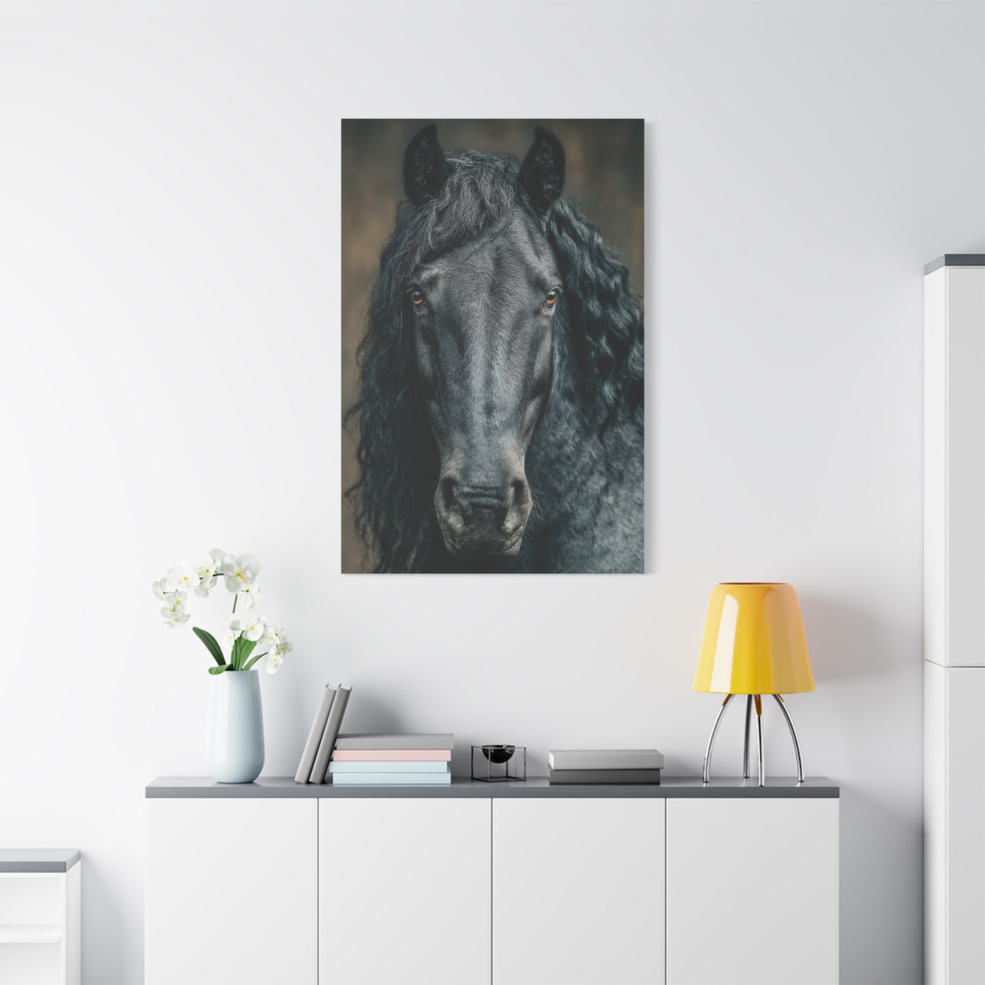 Black Horse Frontal Portrait Wall Art & Canvas Print