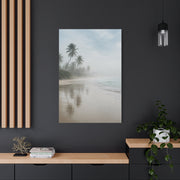 Misty Coastal Palm Shoreline Minimal Tropical Wall Art & Canvas Print