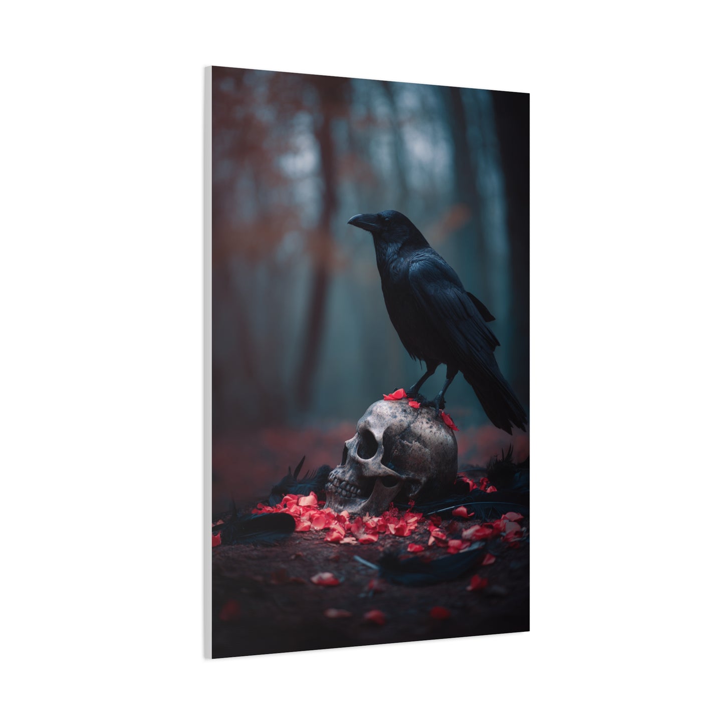 Crow on Weathered Skull Wall Art & Canvas Print