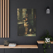 German Shepherd by Window Wall Art & Canvas Print