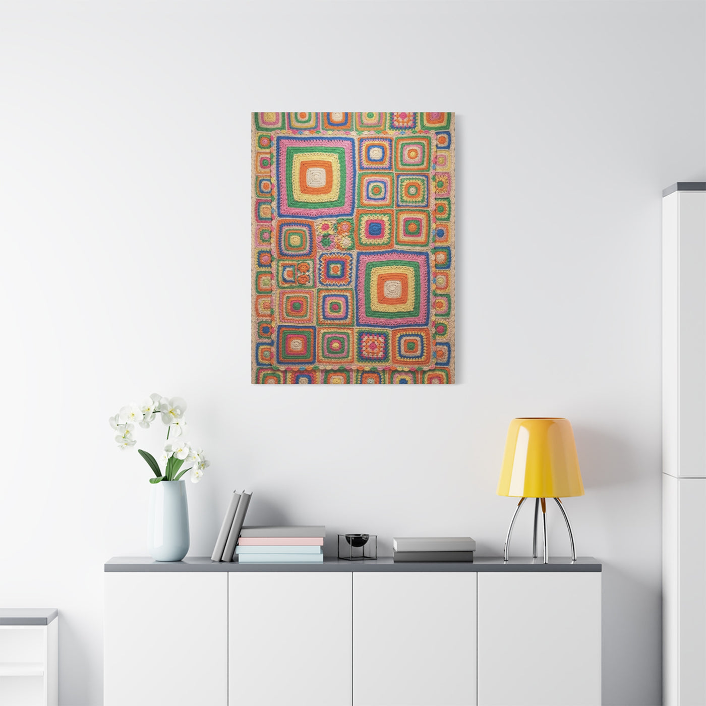 Joyful Granny-Square Patchwork Wall Art & Canvas Print