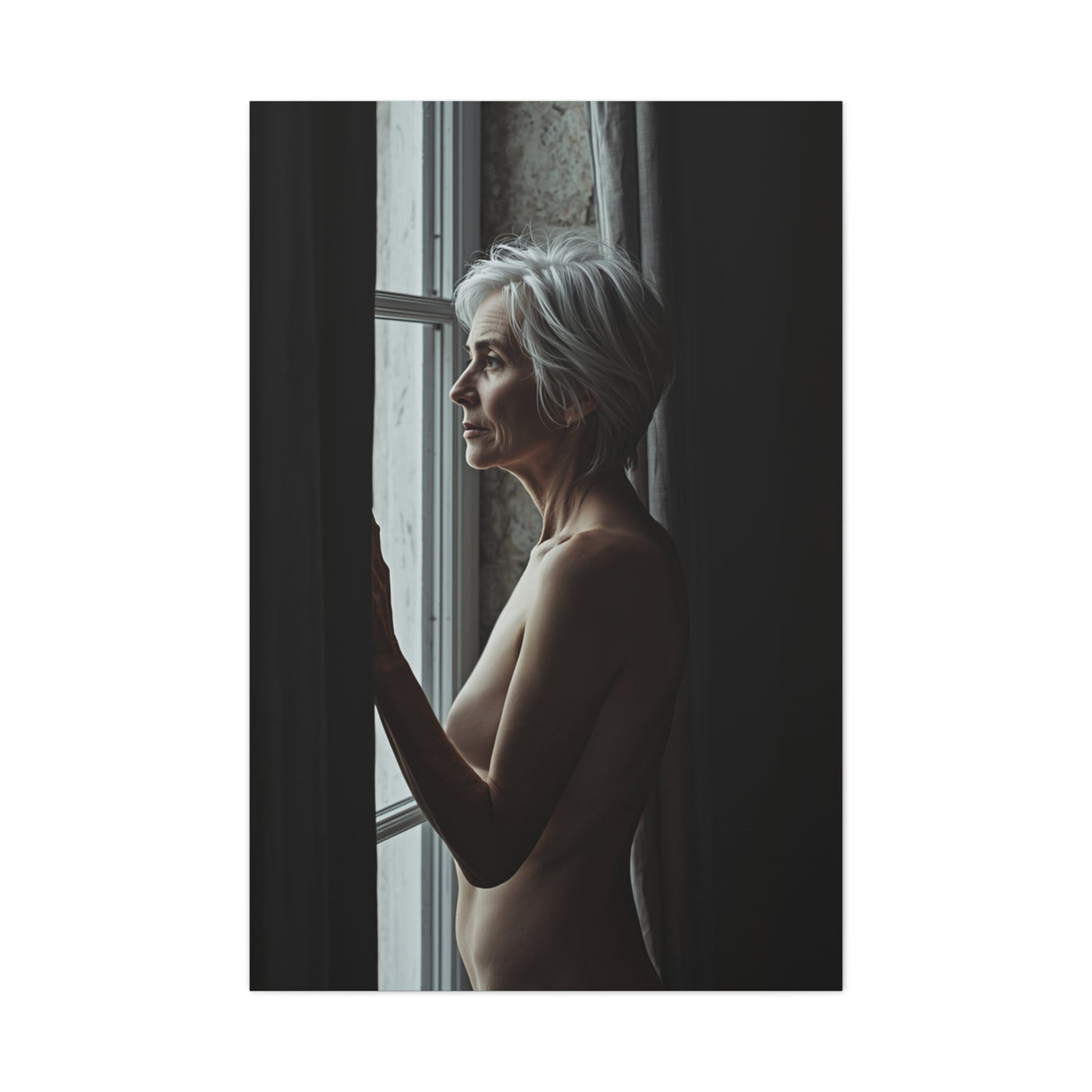 Mature Window Light Nude Study Wall Art & Canvas Print