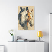 Dual Horse Portrait Sketch Wall Art & Canvas Print