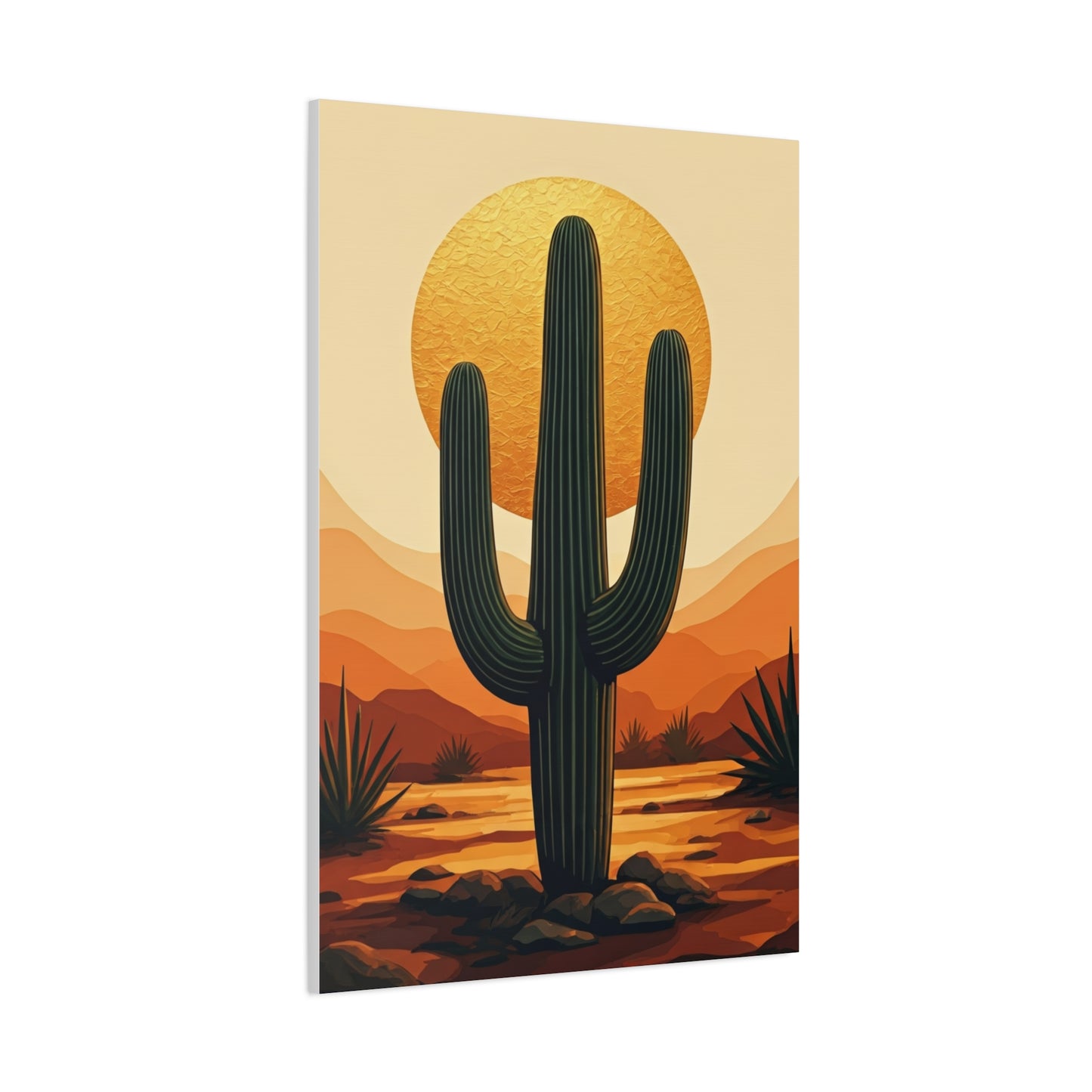 Golden Sun Desert Saguaro Landscape Wall Art & Canvas Prints
