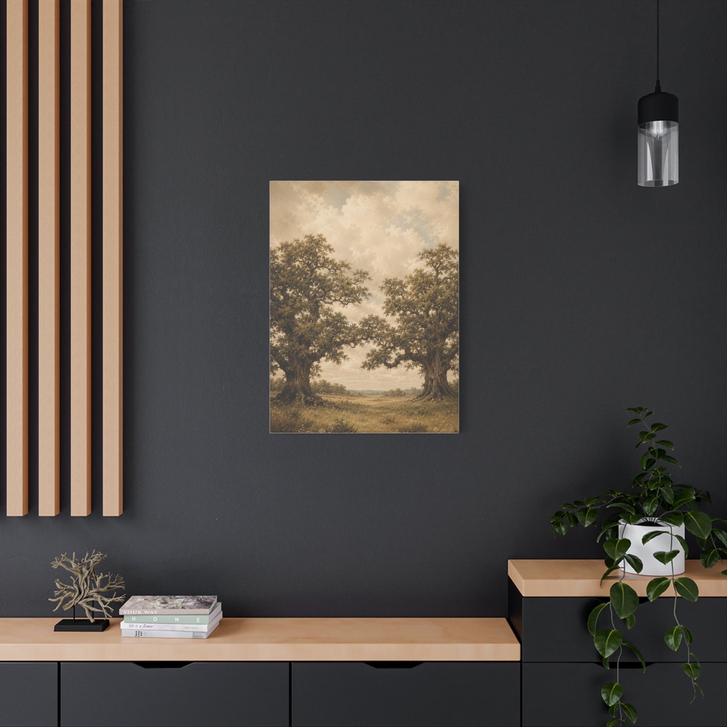 Twin Oak Harmony Landscape Trees Wall Art & Canvas Print