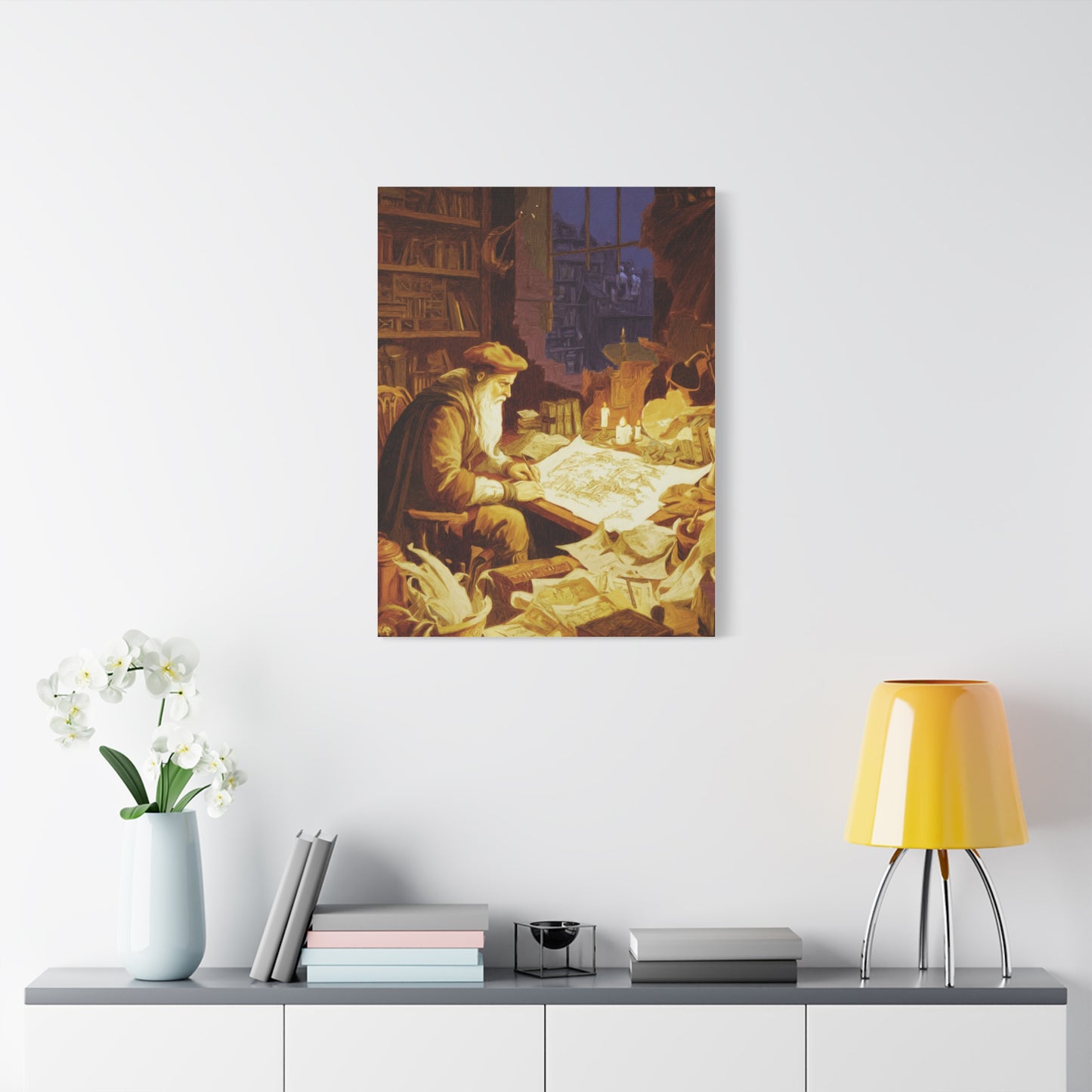Leonardo da Vinci Working in His Workshop Wall Art & Canvas Print