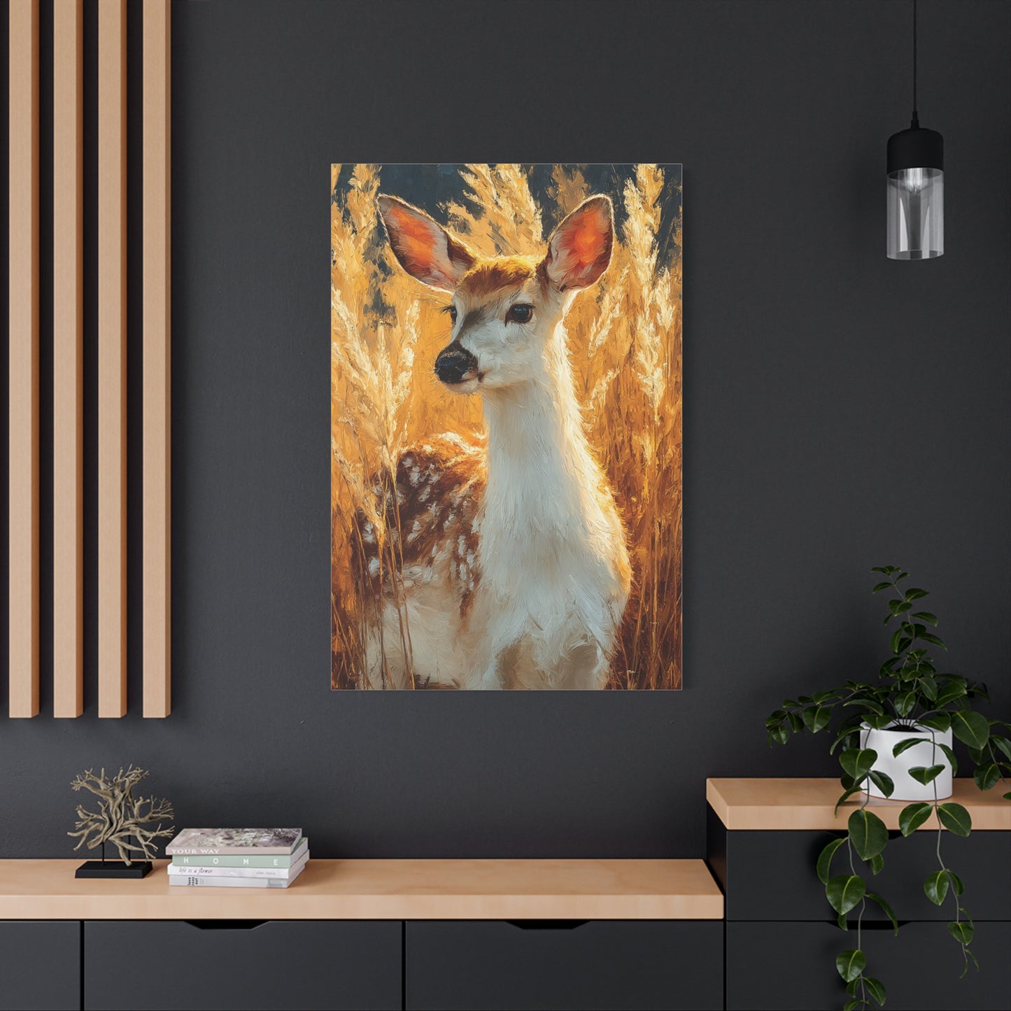 Celestial Moonlit Stag Wall Art & Canvas Print