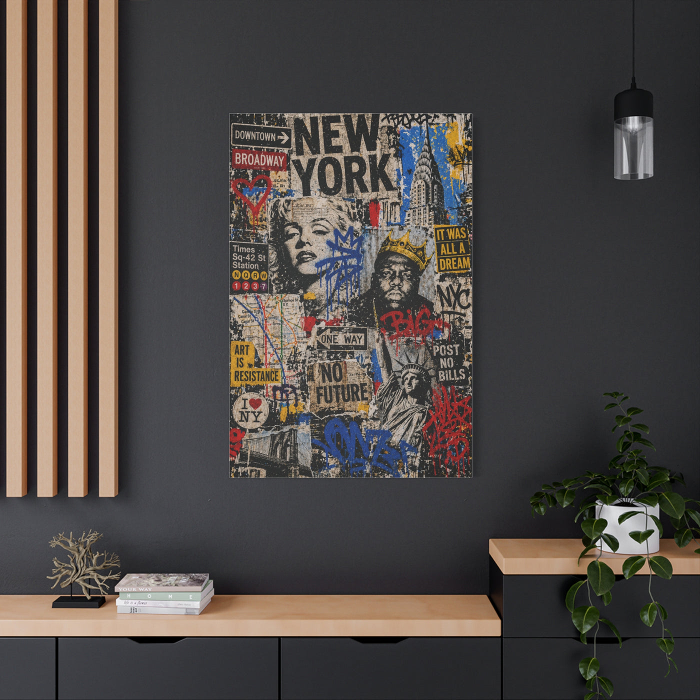 NYC Pop Graffiti Collage Statement Wall Art & Canvas Print