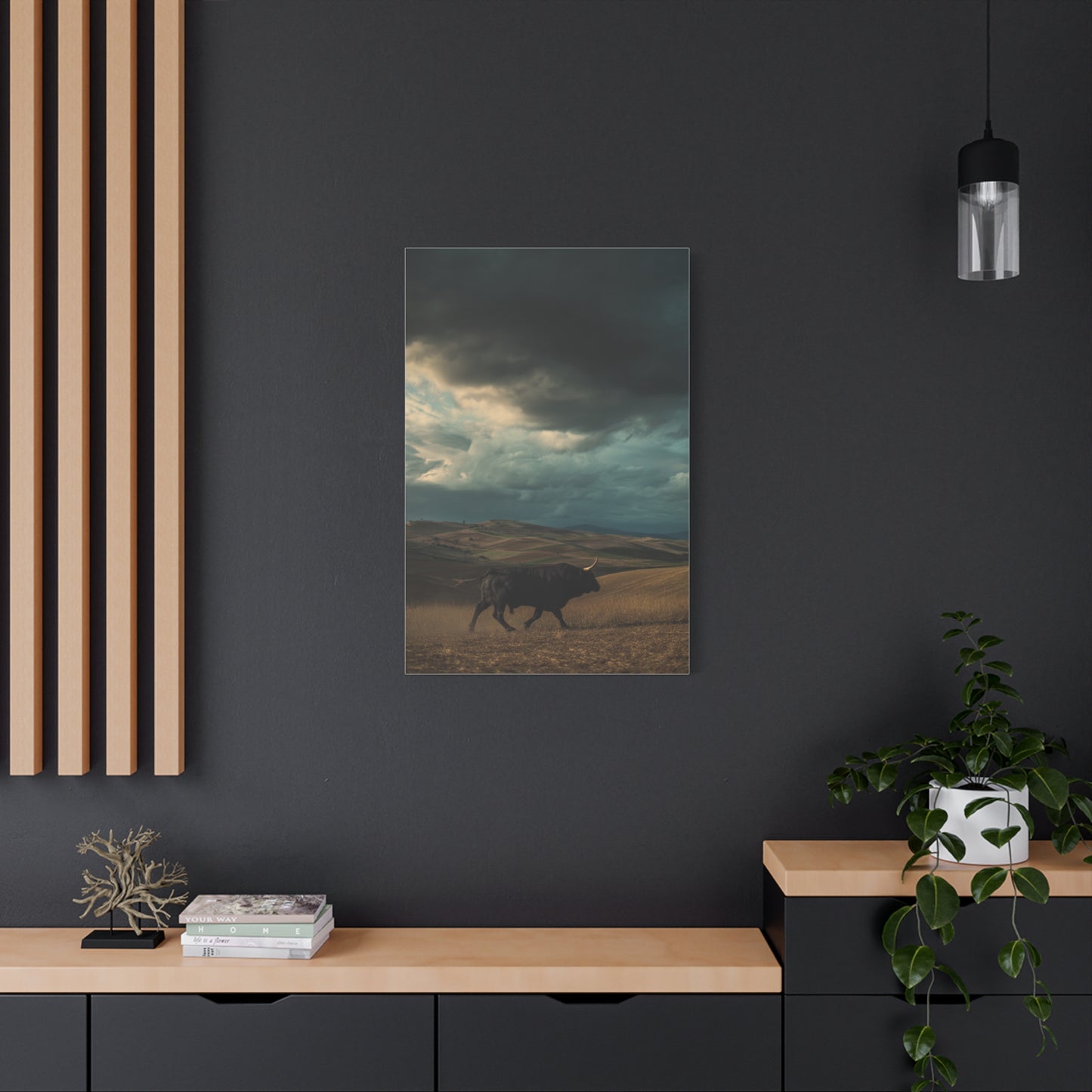 Storm Valley Black Bull Wall Art & Canvas Print