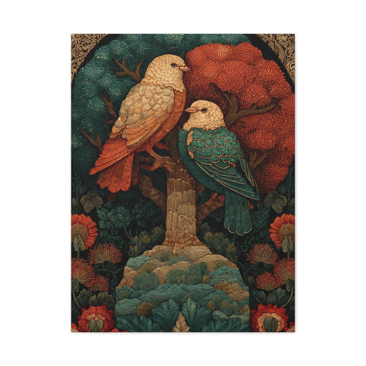 Folk Tree of Life Birds Wall Art & Canvas Print