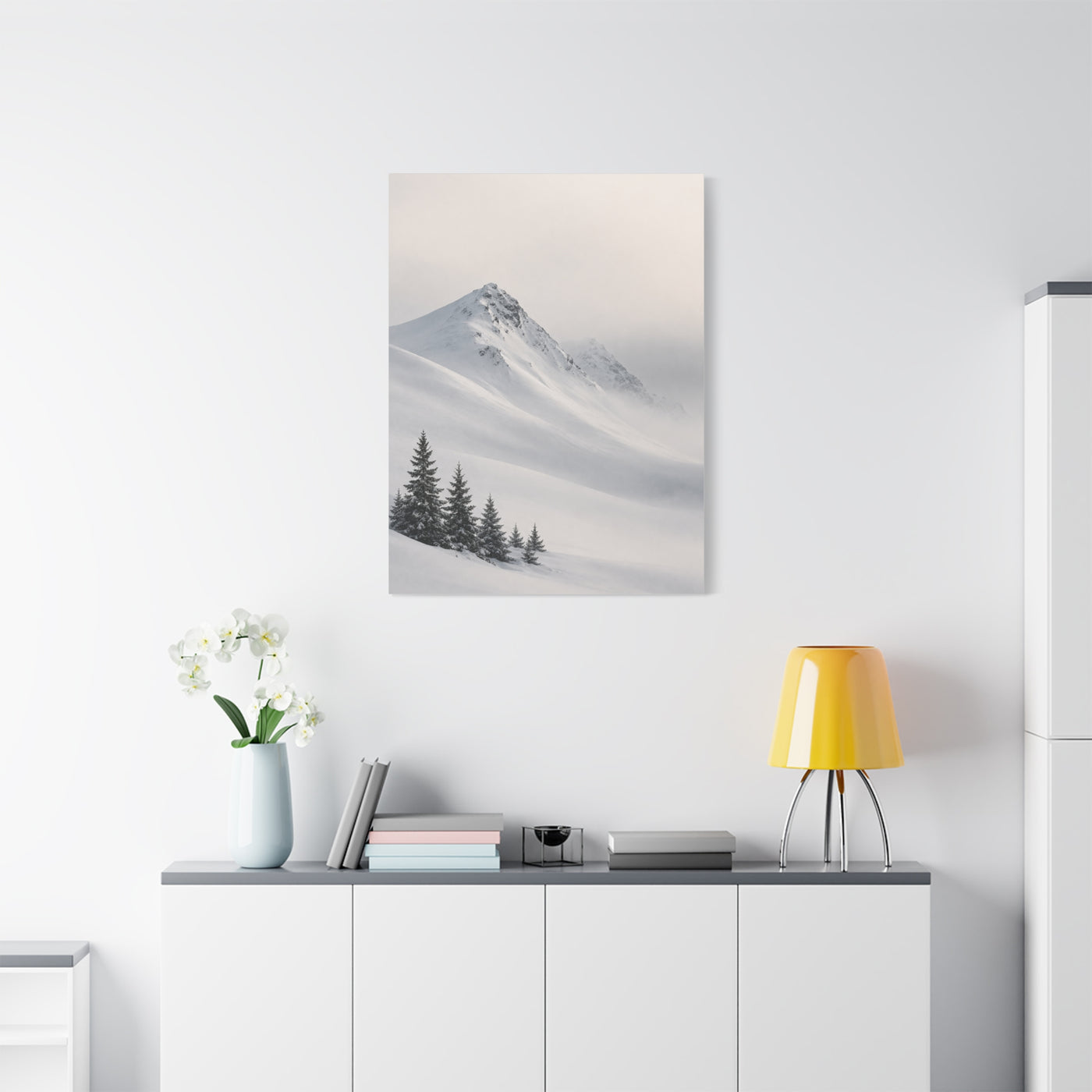 Snowy Mountain Ridge & Pines Wall Art & Canvas Print