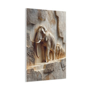 Elephant Procession Stone Relief Wall Art & Canvas Print