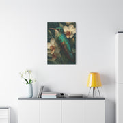 Emerald Hummingbird Botanical Portrait Wall Art & Canvas Print