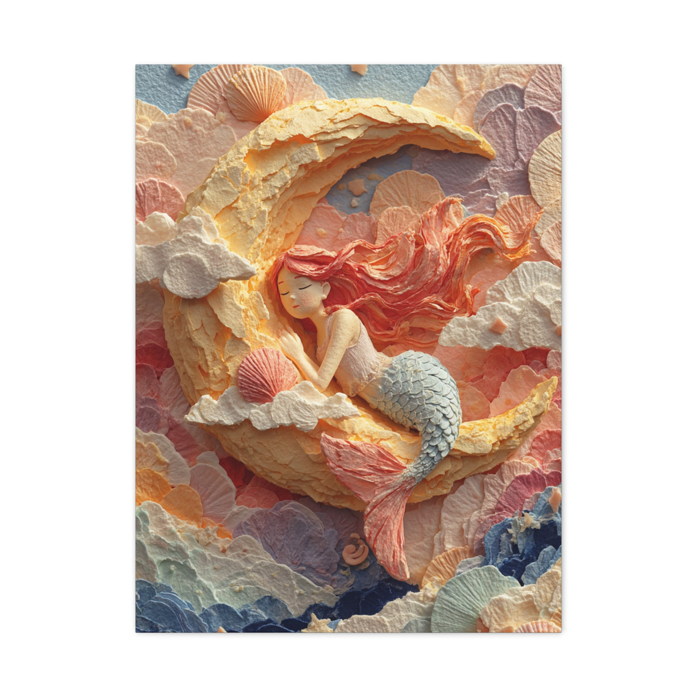 Dreamy Crescent Moon Mermaid Wall Art & Canvas Print