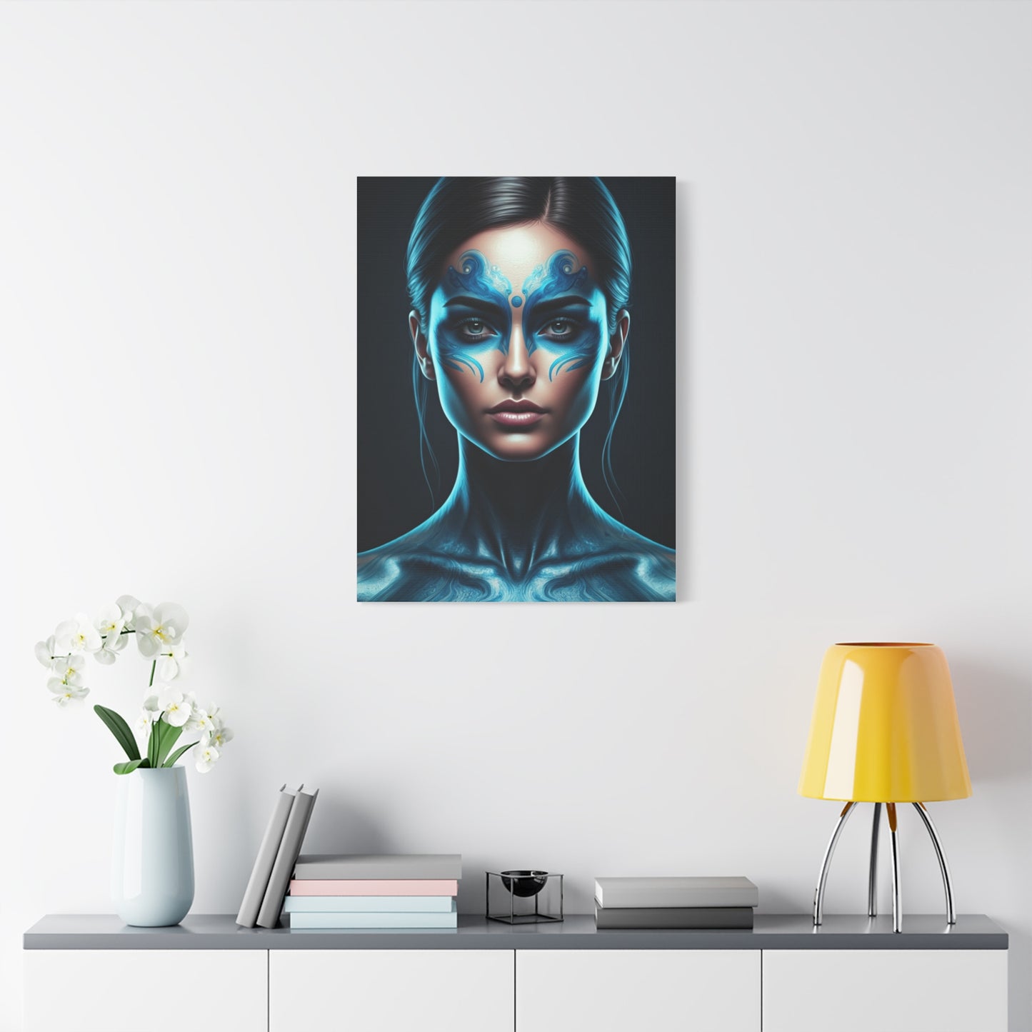 Celestial Blue Figure Portrait Wall Art & Canvas Prints