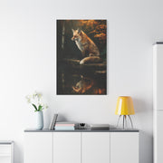 Woodland Stream Fox Reflection Wall Art & Canvas Print