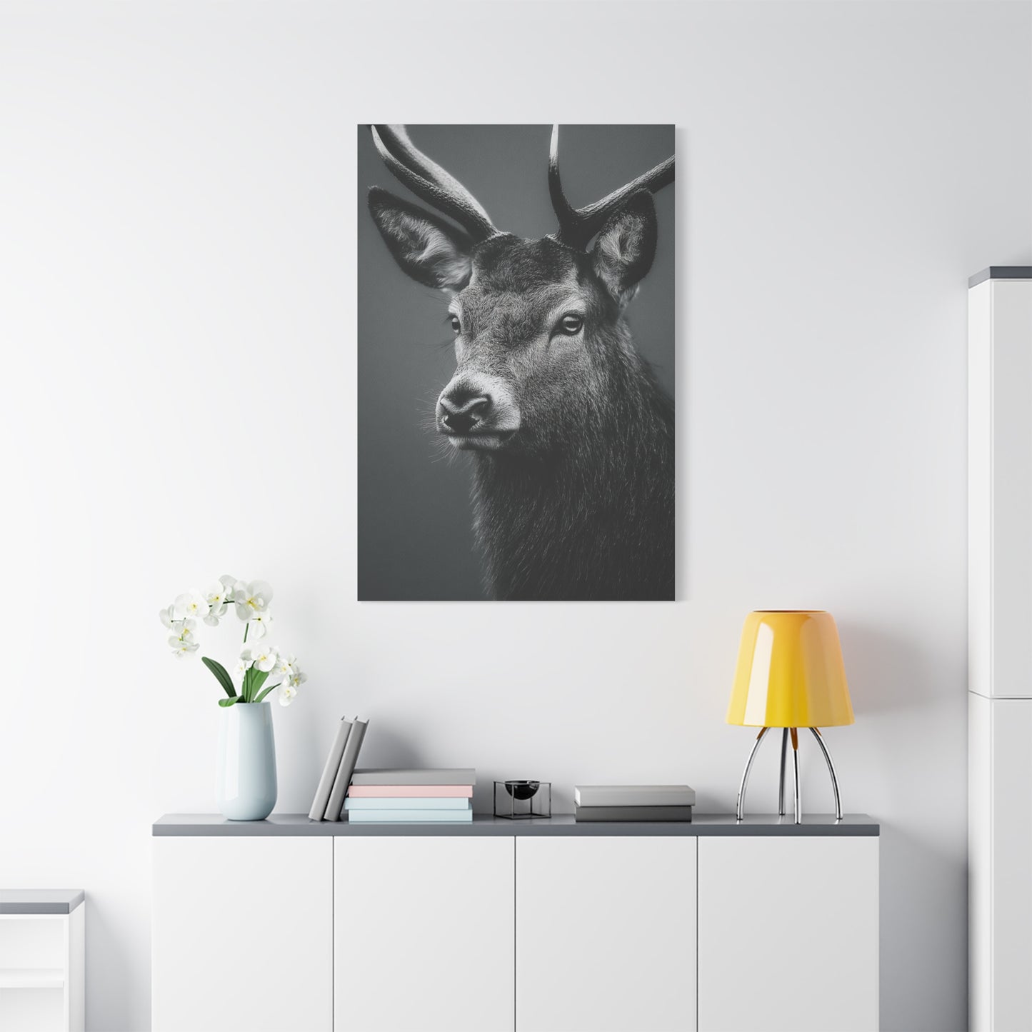 Highland Stag Moonlight Profile Wall Art & Canvas Print