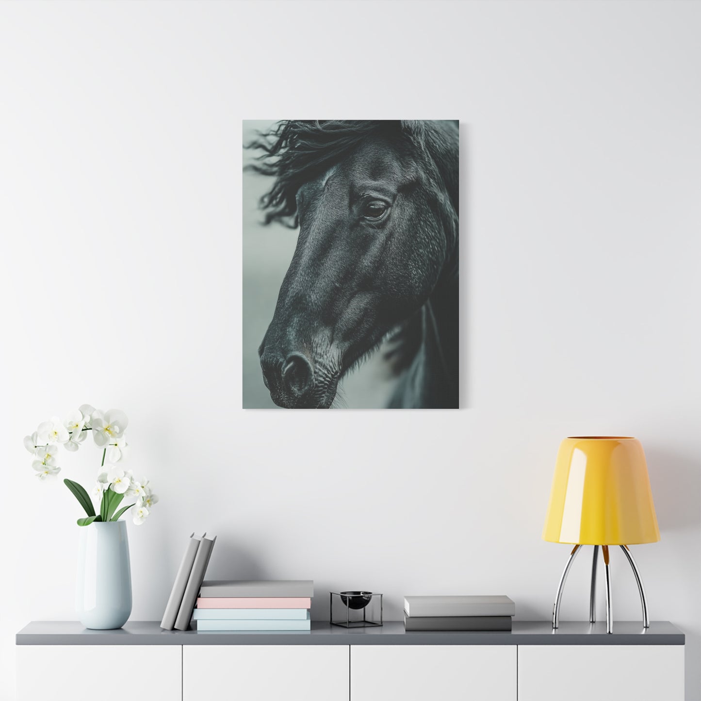 Black Stallion Close Portrait Wall Art & Canvas Print