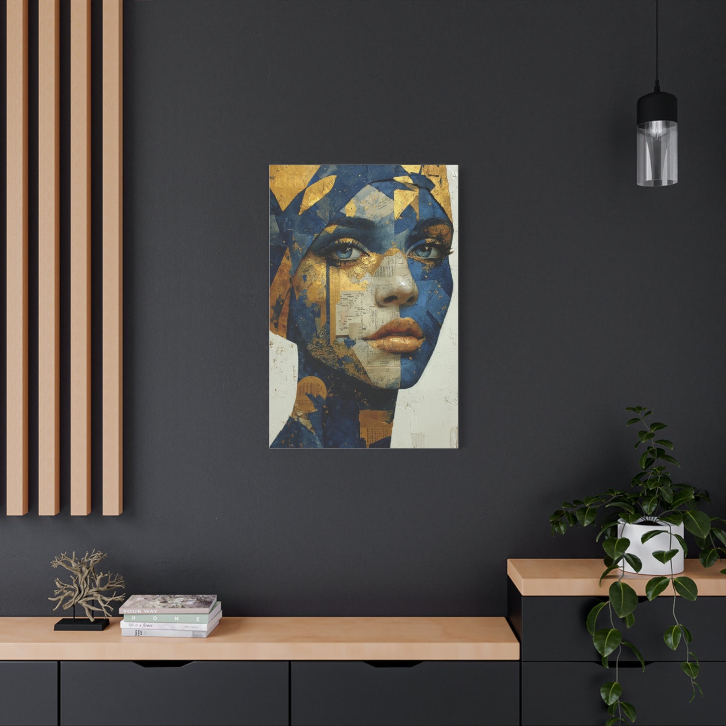 Geometric Gold Mask Portrait Wall Art & Canvas Print