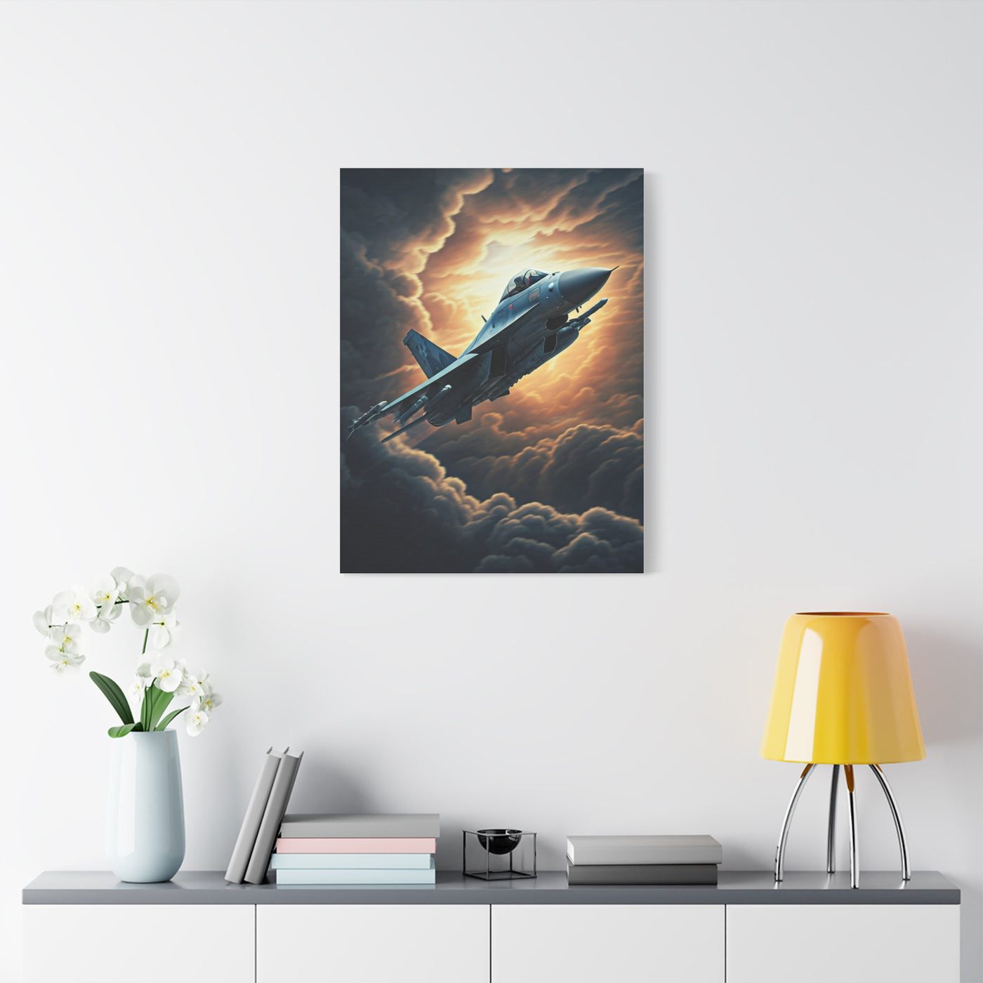 Sunset lone Aircraft Sky Wall Art & Canvas Prints .