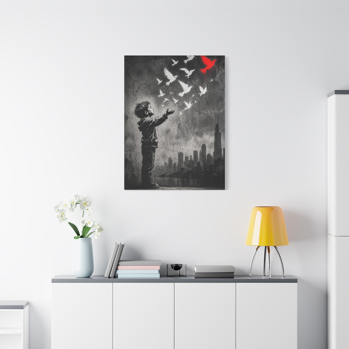 Freedom Birds Urban Stencil Street Wall Art & Canvas Print