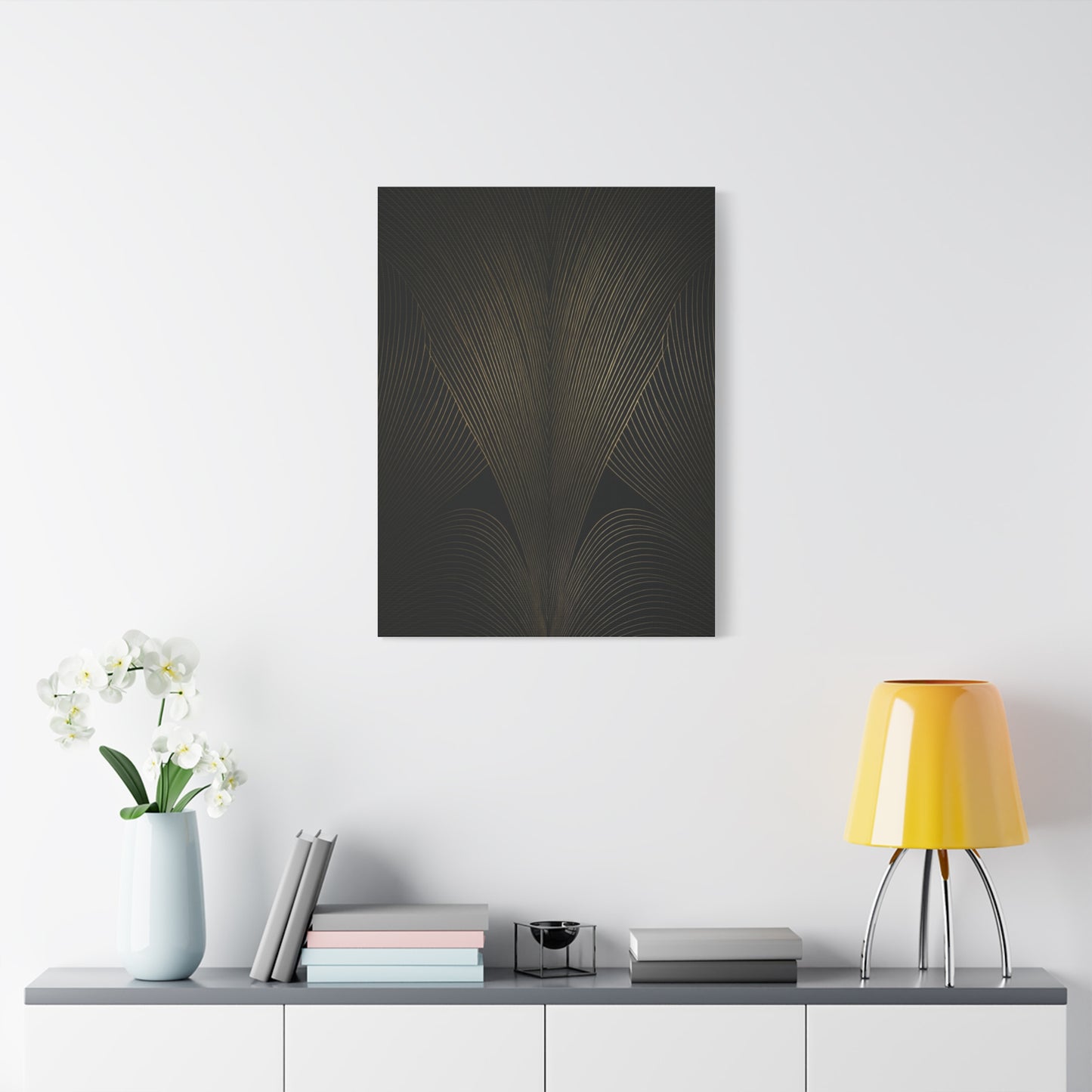 Black and Gold Deco Wave Pattern Wall Art & Canvas Prints