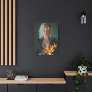 Blonde Muse Fire Camera Portrait Wall Art & Canvas Print