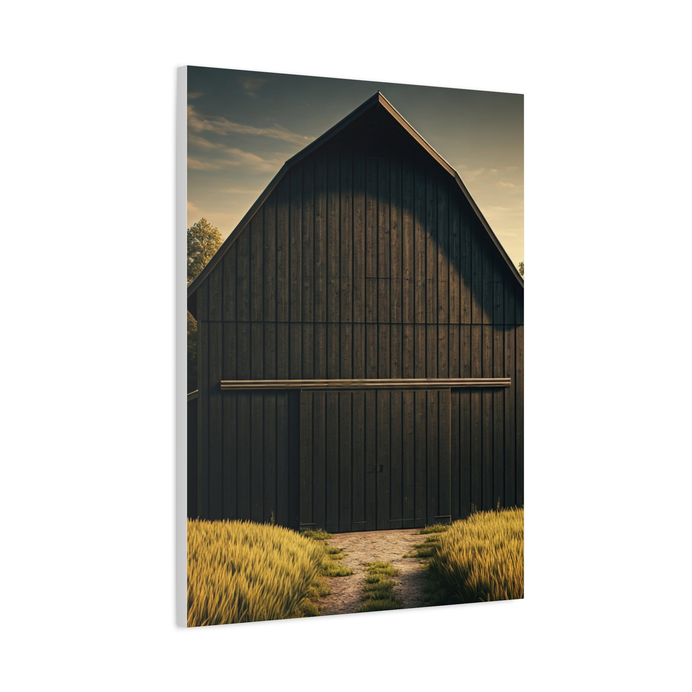 Minimal Rustic Barn Under Evening Sky Wall Art & Canvas Prints
